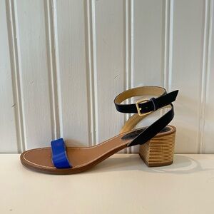 Talbots Black and Blue Block Heel Sandals